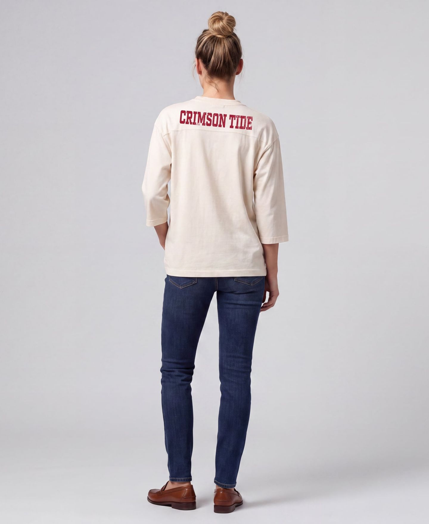 Женская футболка Mitchell & Ness Cream Alabama Crimson Tide Retro Roots Oversized 3/4-Sleeve — фото 2