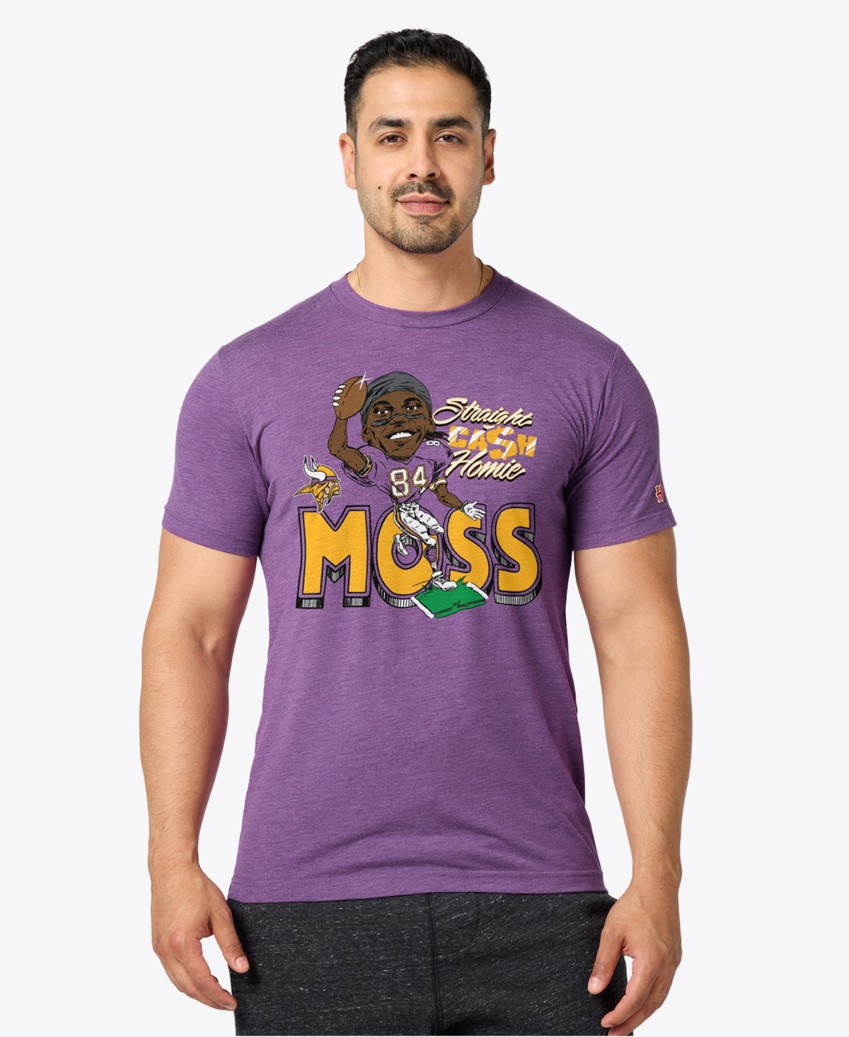 Homage Men's and Women's Randy Moss Purple Minnesota Vikings Caricature Player Graphic Tri-Blend T-Shirt - Purple