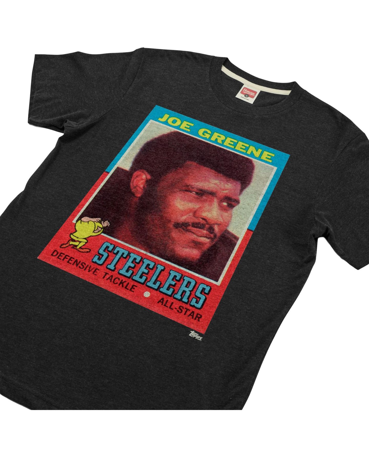 Футболка Homage Joe Greene Charcoal Pittsburgh Steelers NFL Topps Trading Card Tri-Blend — фото 3