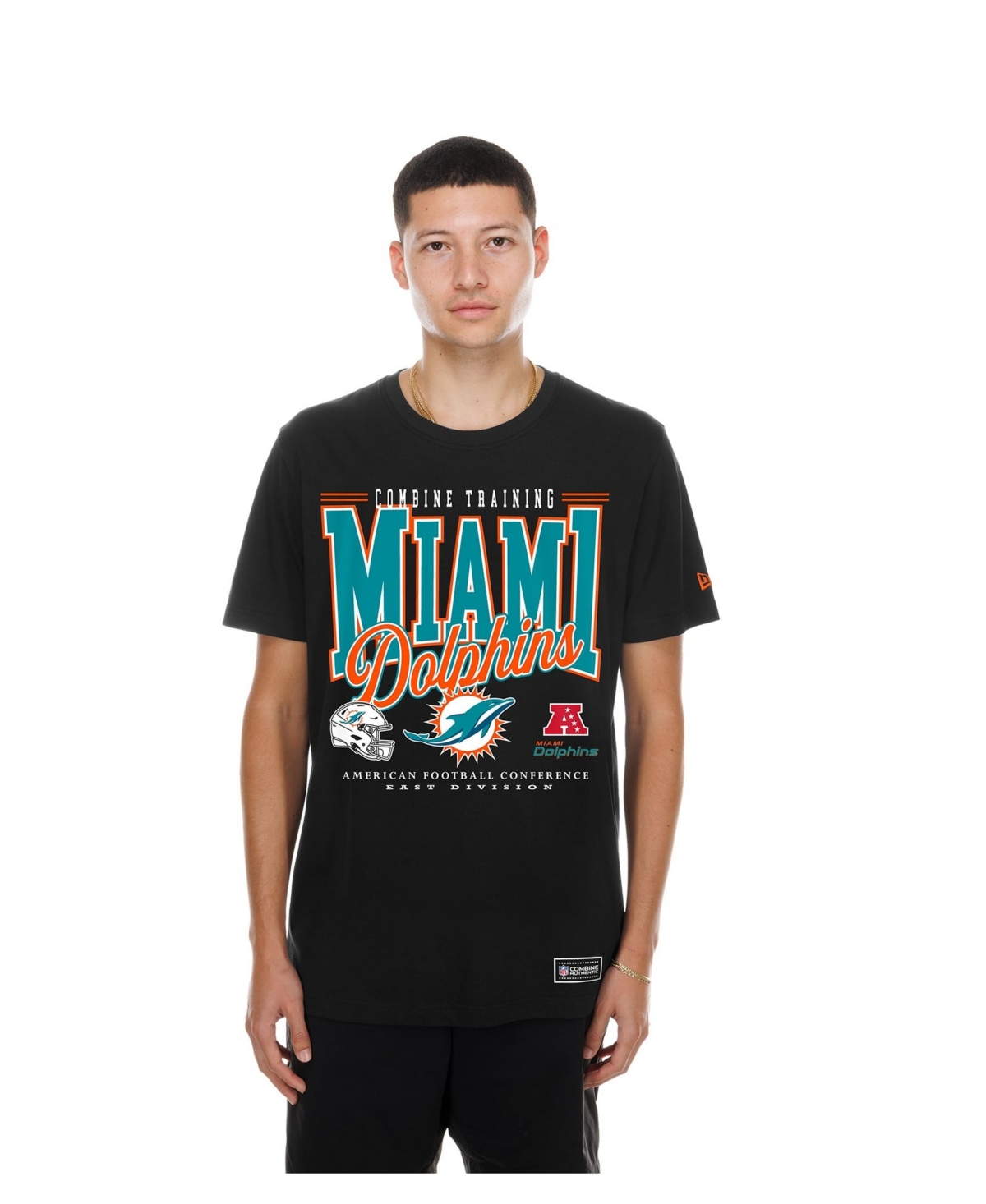 New Era Men's Black Miami Dolphins Combine Authentic T-Shirt - Black