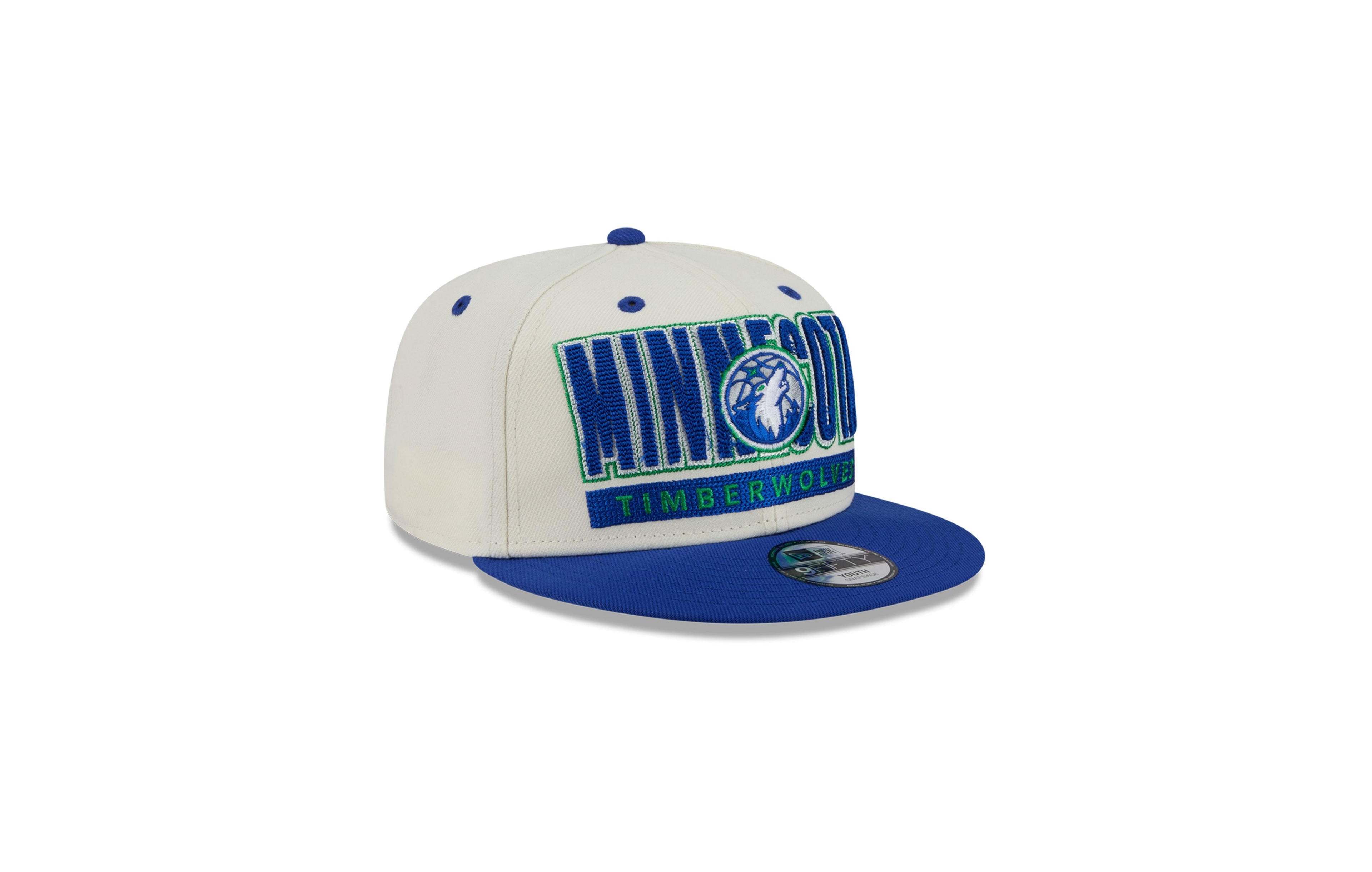 New Era Big Boys' and Girls' Cream/Blue Minnesota Timberwolves Classic 9FIFTY Snapback Hat