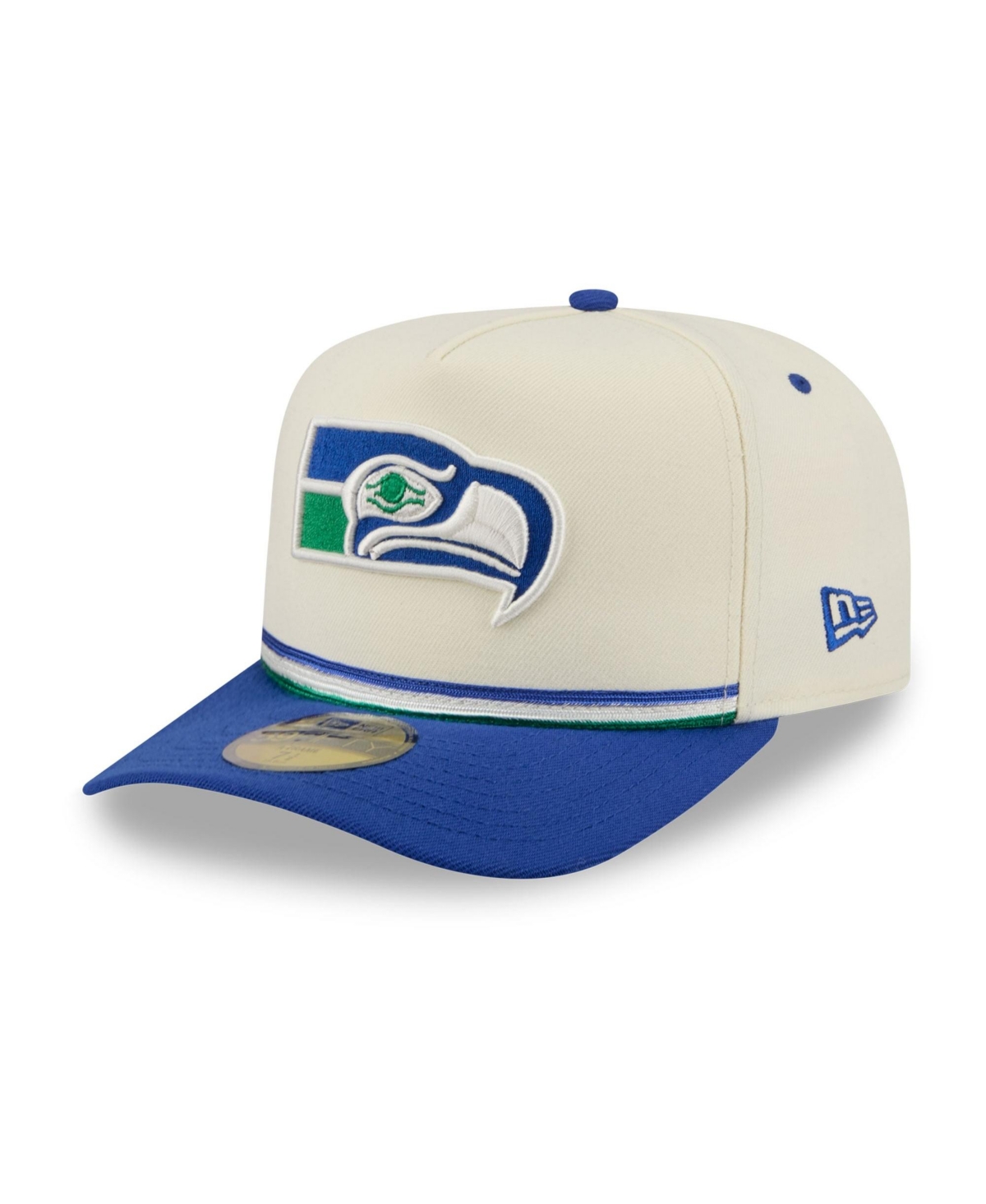 New Era Men's Cream/Royal Seattle Seahawks Throwback A-Frame 59FIFTY Fitted Hat - Cream, Royal
