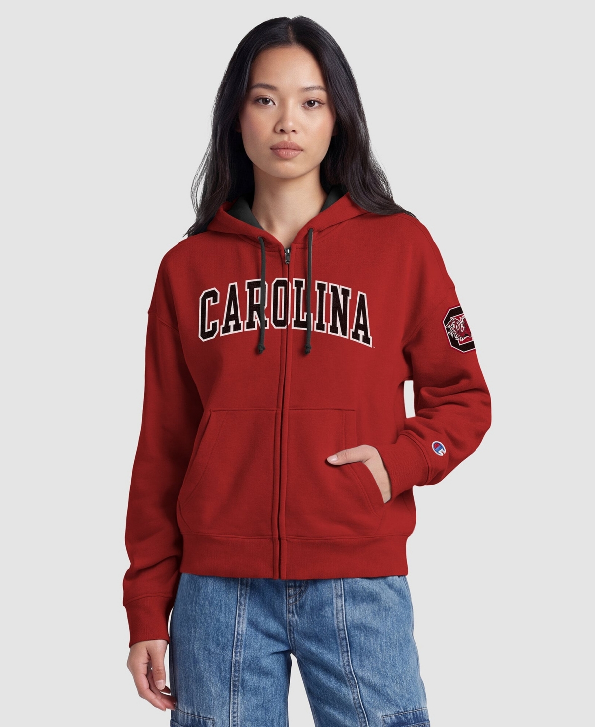 Champion Women's Garnet South Carolina Gamecocks Arch Full-Zip Fleece Hoodie - Garnet, Black