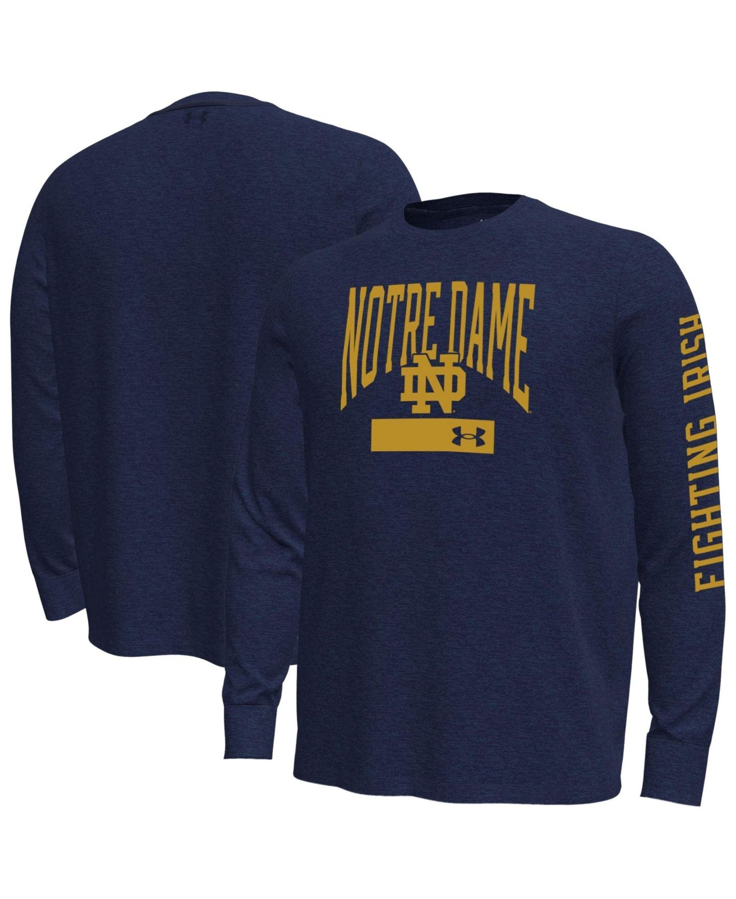Мужская футболка Under Armour Navy Notre Dame Fighting Irish Gameday Motion Heavyweight Long-Sleeve — фото 1