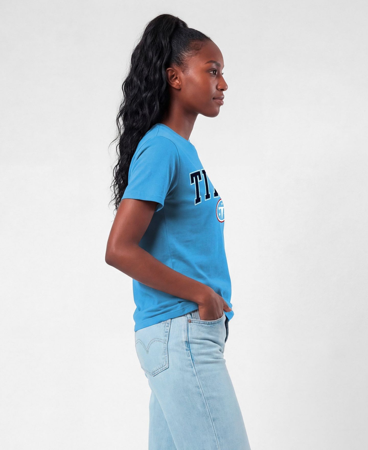 Женская футболка Champion Light Blue Tennessee Titans Arched Over Logo — фото 4