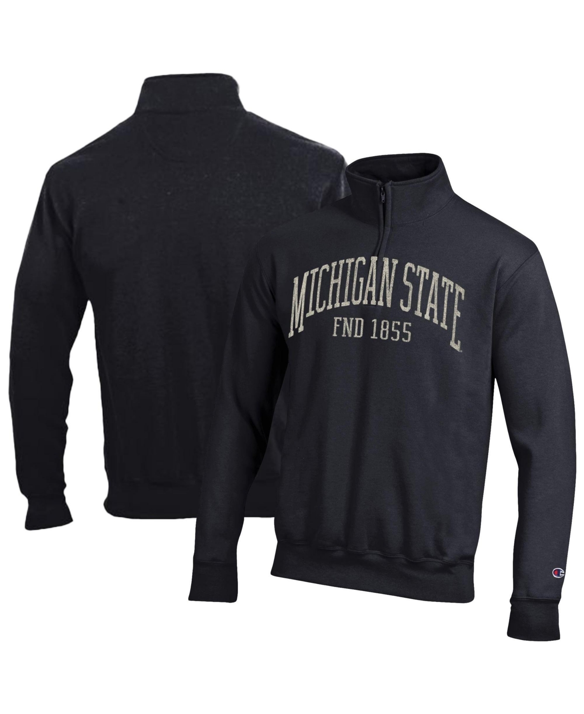 Champion Men's Black Michigan State Spartans Power blend Quarter-Zip Pullover - Black