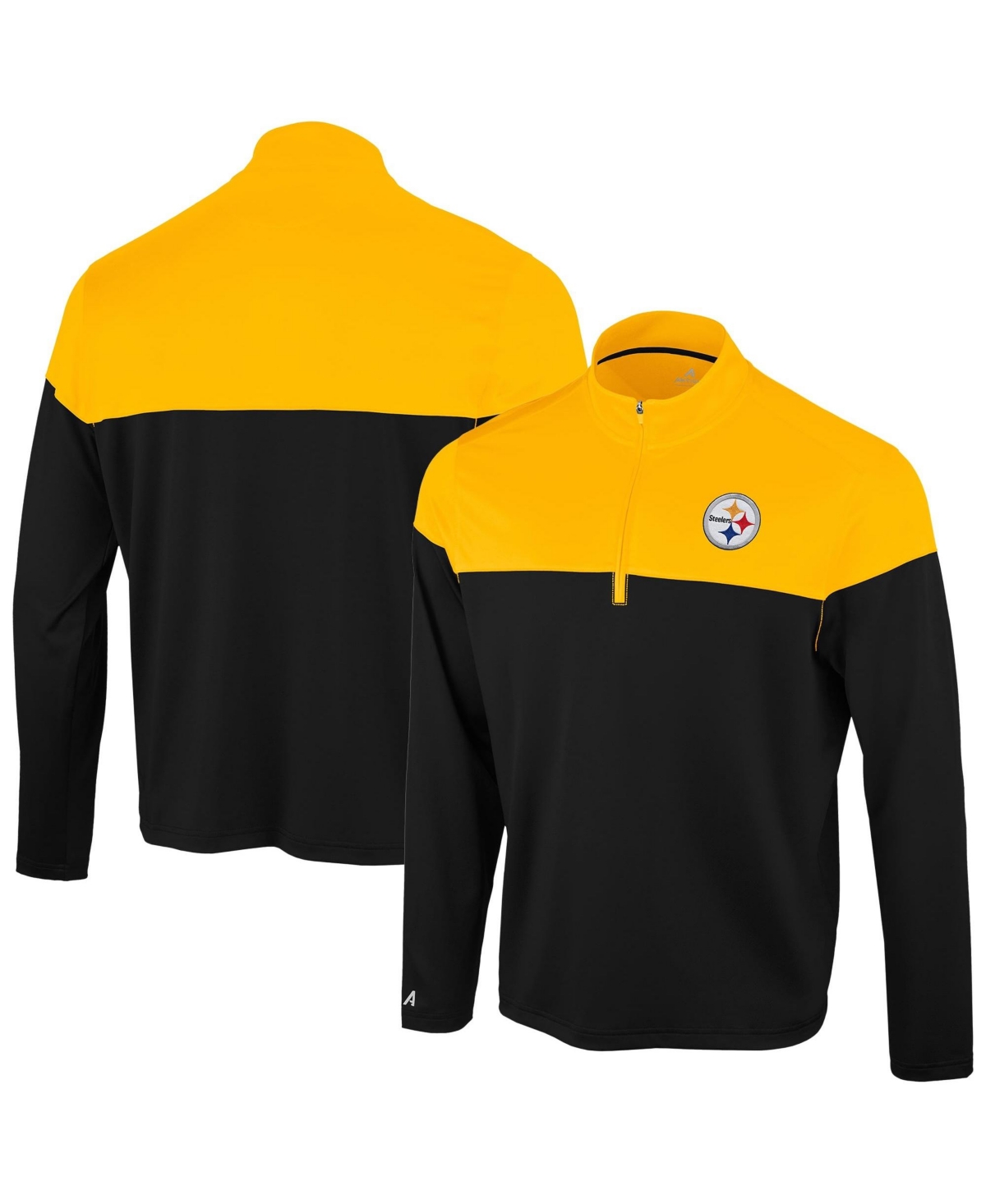 Antigua Men's Black/Gold Pittsburgh Steelers Hinder Quarter-Zip Pullover - Black, Gold