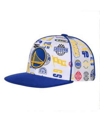 Big Boys' and Girls' White Golden State Warriors Piped Up Snapback Hat