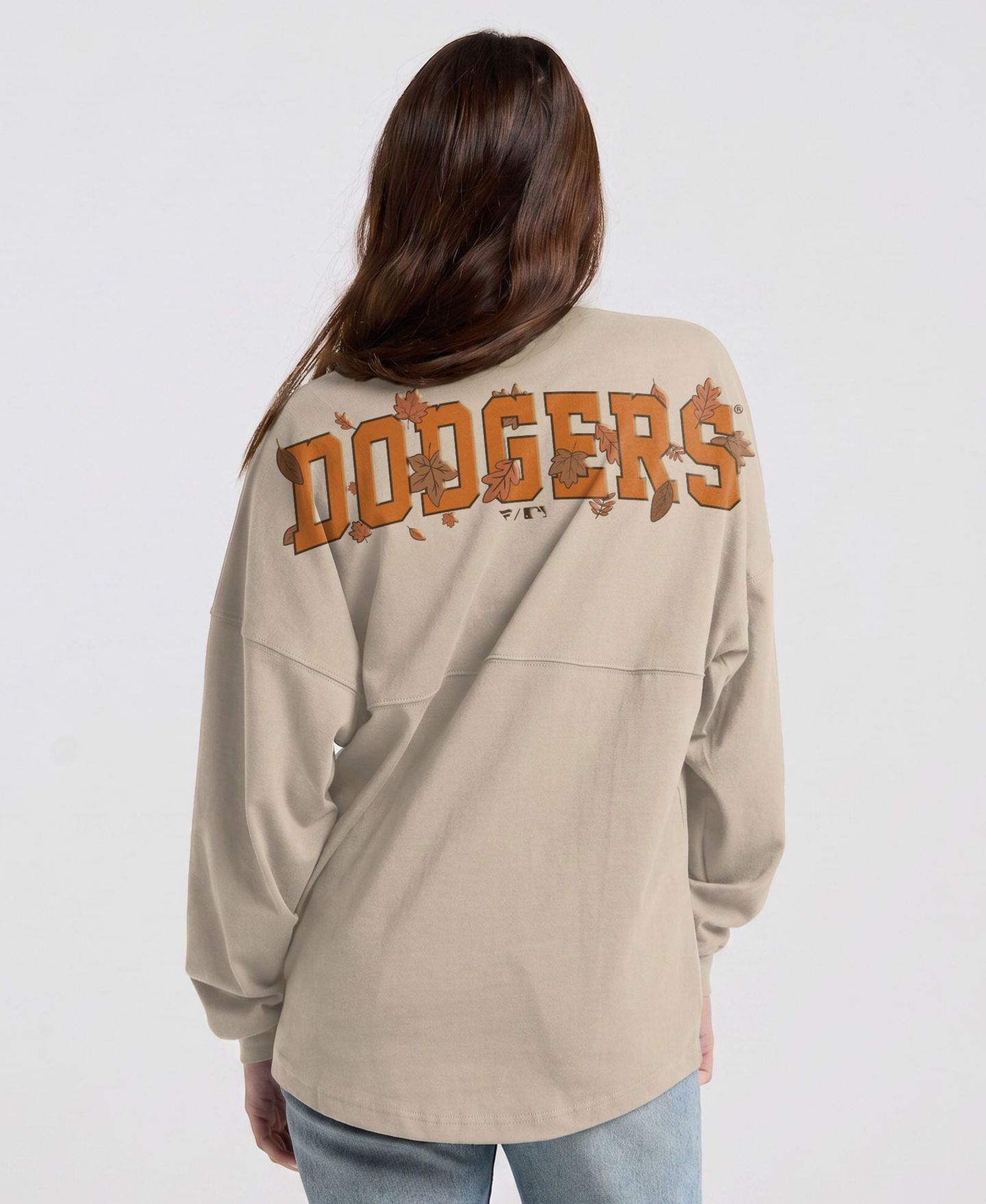 Женская футболка Spirit Jersey Cream Los Angeles Dodgers Fall Leaves Long-Sleeve — фото 2
