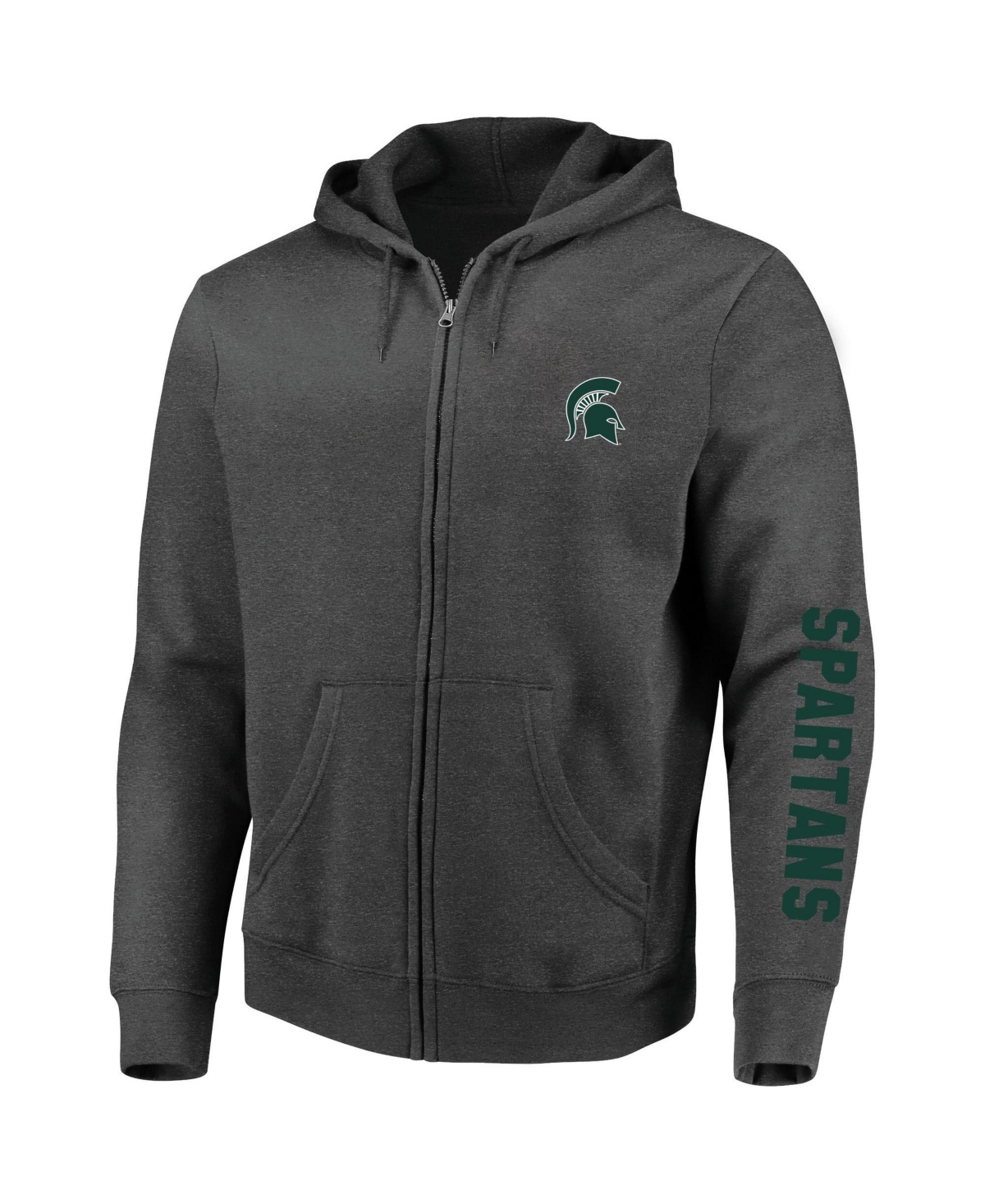 Profile Men's Heather Charcoal Michigan State Spartans Big Tall Full-Zip Hoodie - Heather Charcoal