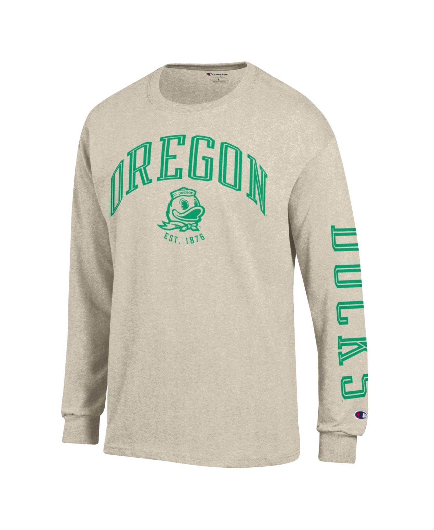 Мужская футболка Champion Heather Oatmeal Oregon Ducks Neutral Arch Long-Sleeve — фото 2