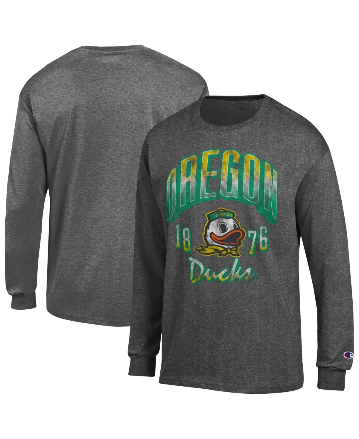 Champion Men's Heather Charcoal Oregon Ducks Bold Long-Sleeve T-Shirt - Heather Charcoal