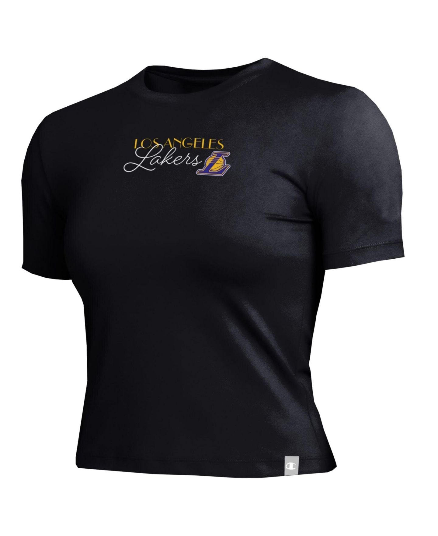 Женская футболка Champion Black Los Angeles Lakers Soft Touch Fitted Cropped — фото 2