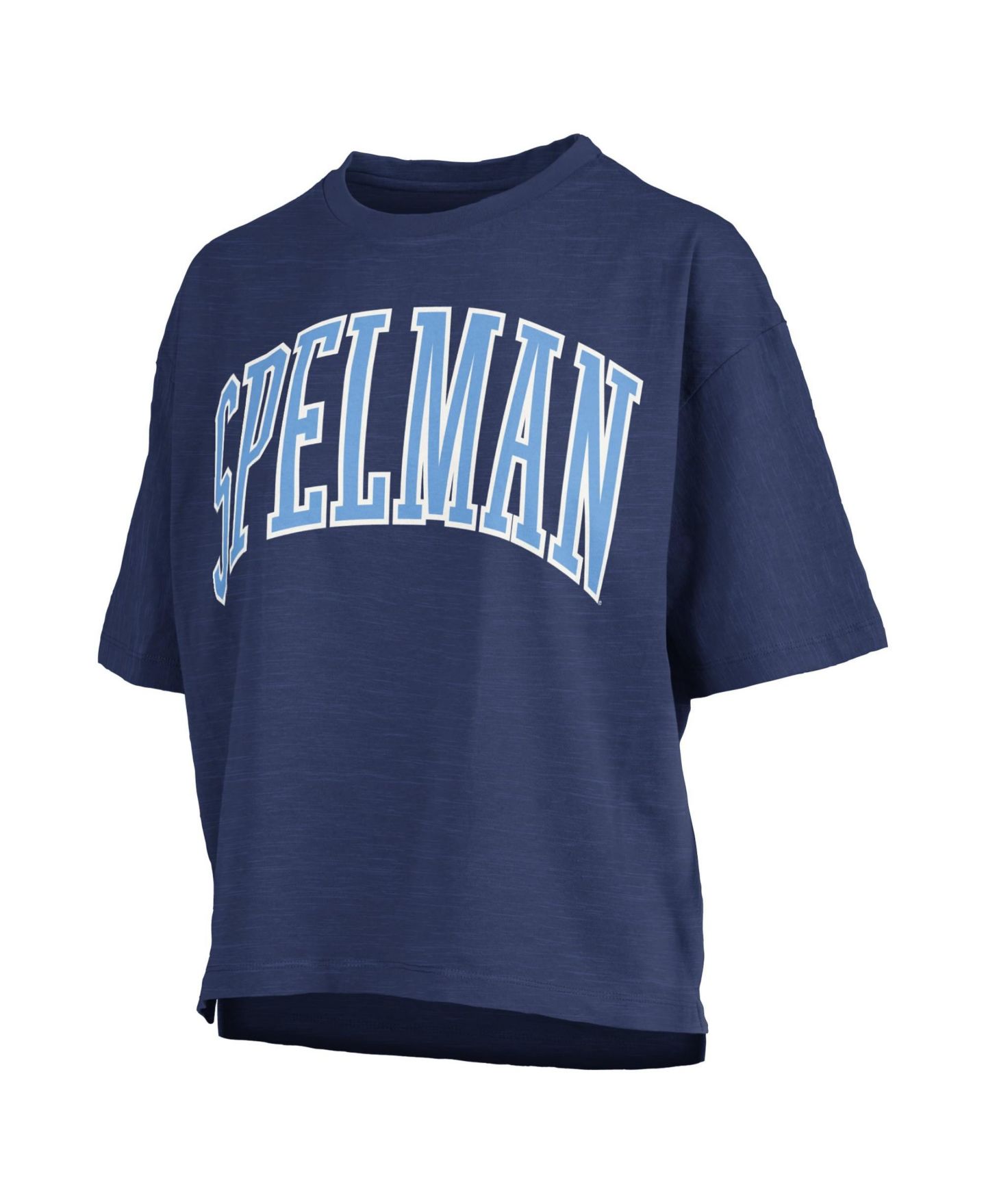 Женская футболка Pressbox Navy Spelman College Jaguars Oversized Nelson Arch Over Logo Slub — фото 2