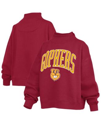 Women's Maroon Minnesota Golden Gophers Oversized Slogan Fleece Mock Neck Sweatshirt
