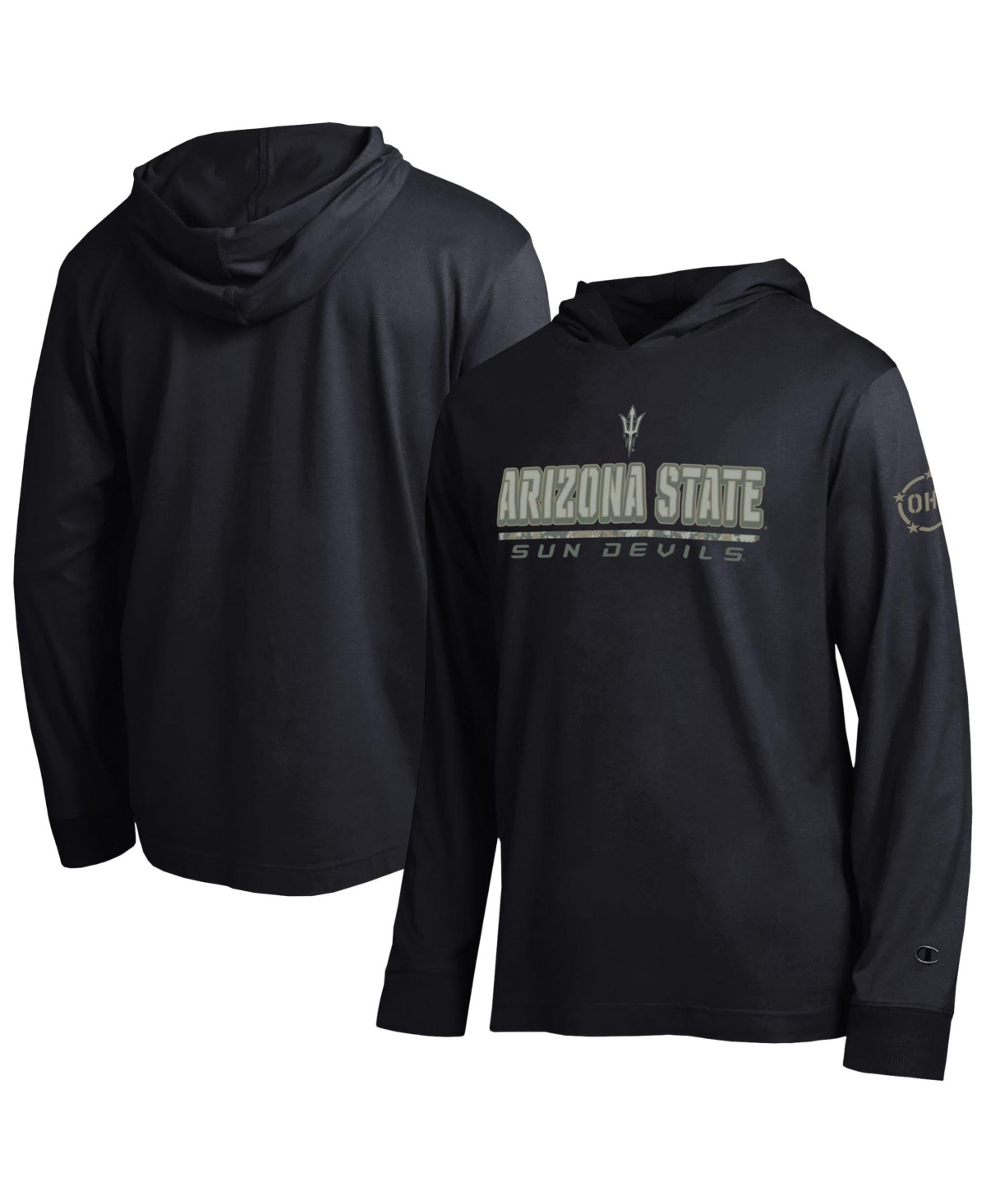 Champion Men's Black Arizona State Sun Devils Operation Hat Trick Camo Script Hooded Long-Sleeve T-Shirt - Black