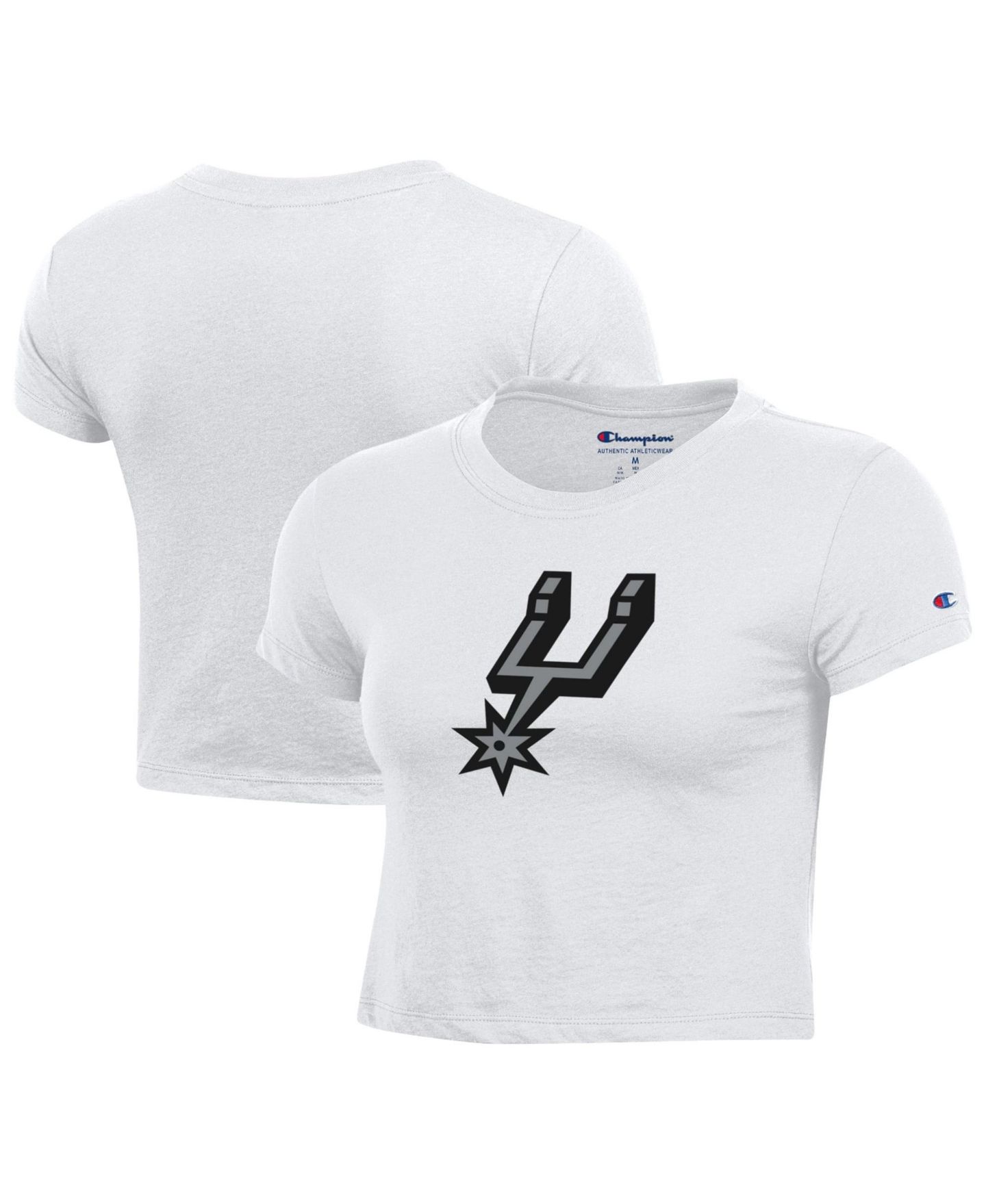 Женская футболка Champion White San Antonio Spurs Primary Logo Baby Cropped — фото 1