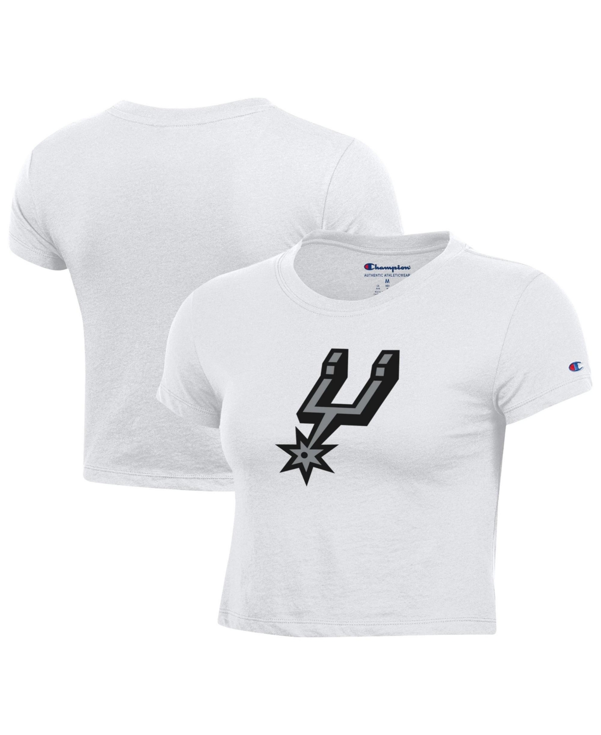 Champion Women's White San Antonio Spurs Primary Logo Baby Cropped T-Shirt - White