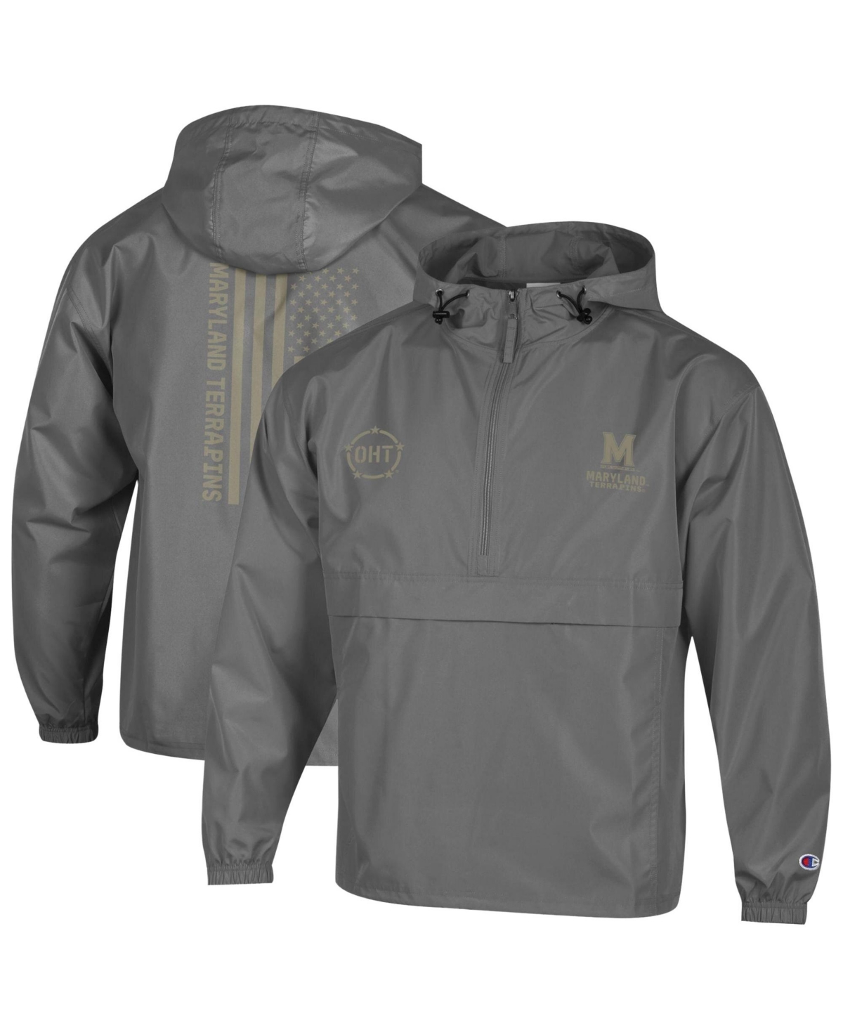 Champion Men's Graphite Maryland Terrapins Oht Flag Packable Jacket - Graphite