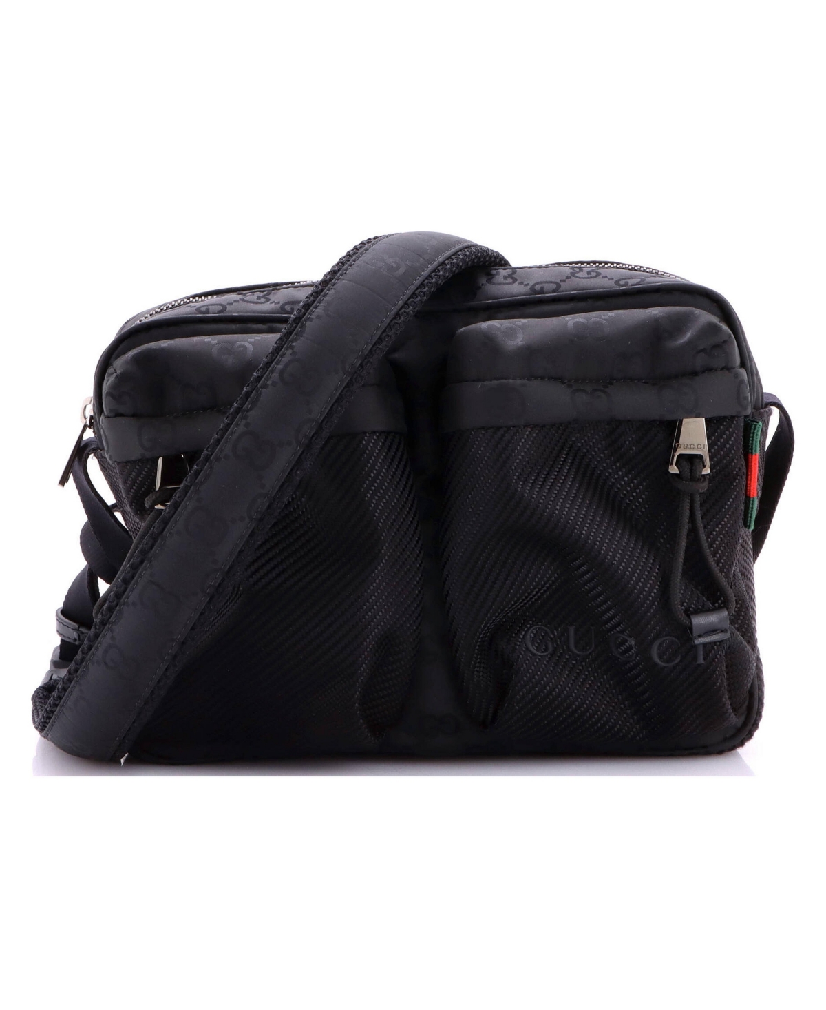 Pre-Owned Gucci Small Nexus Crossbody Bag Gg Nylon - Black