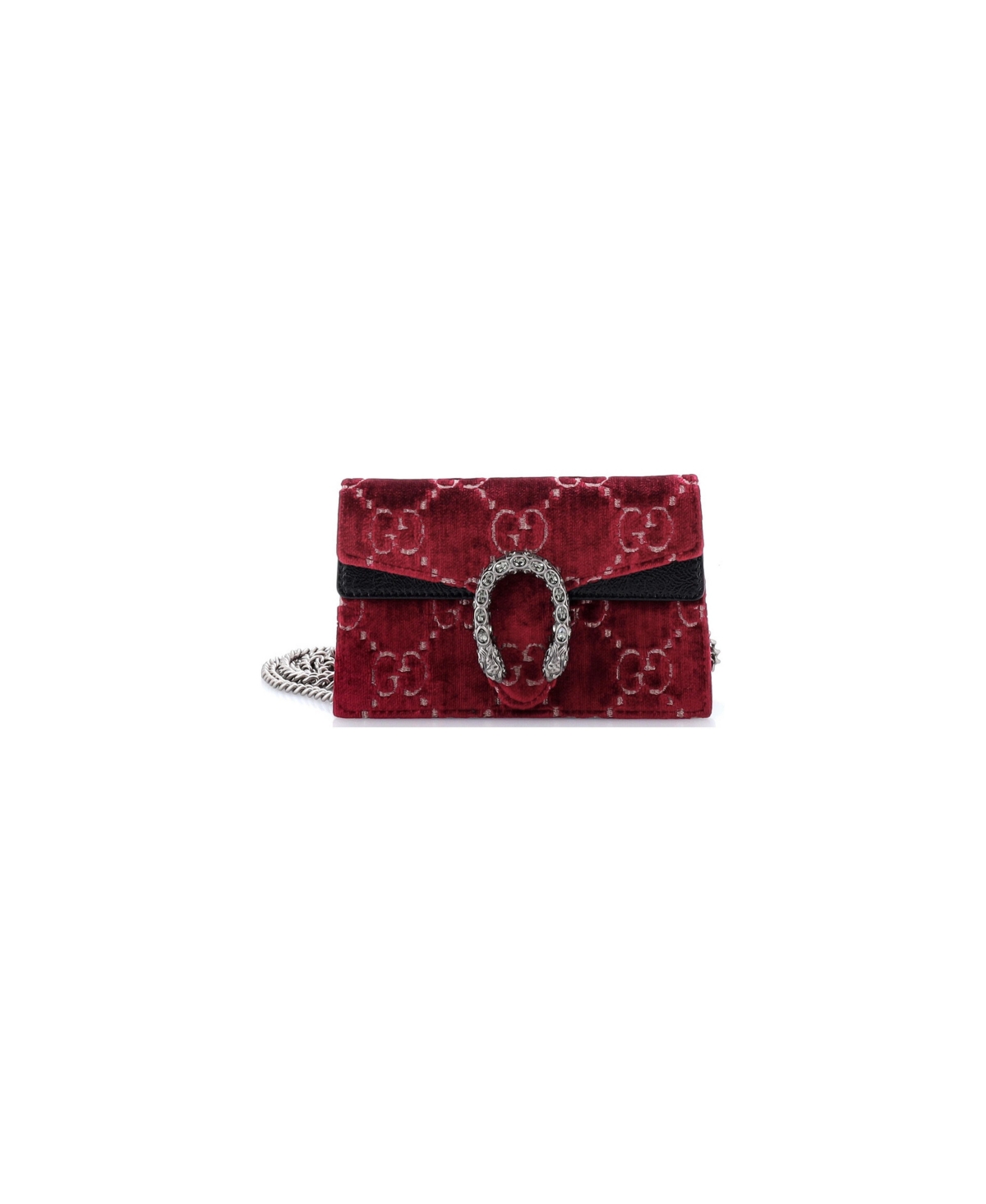 Pre-Owned Gucci Super Mini Dionysus Bag Gg Velvet - Red