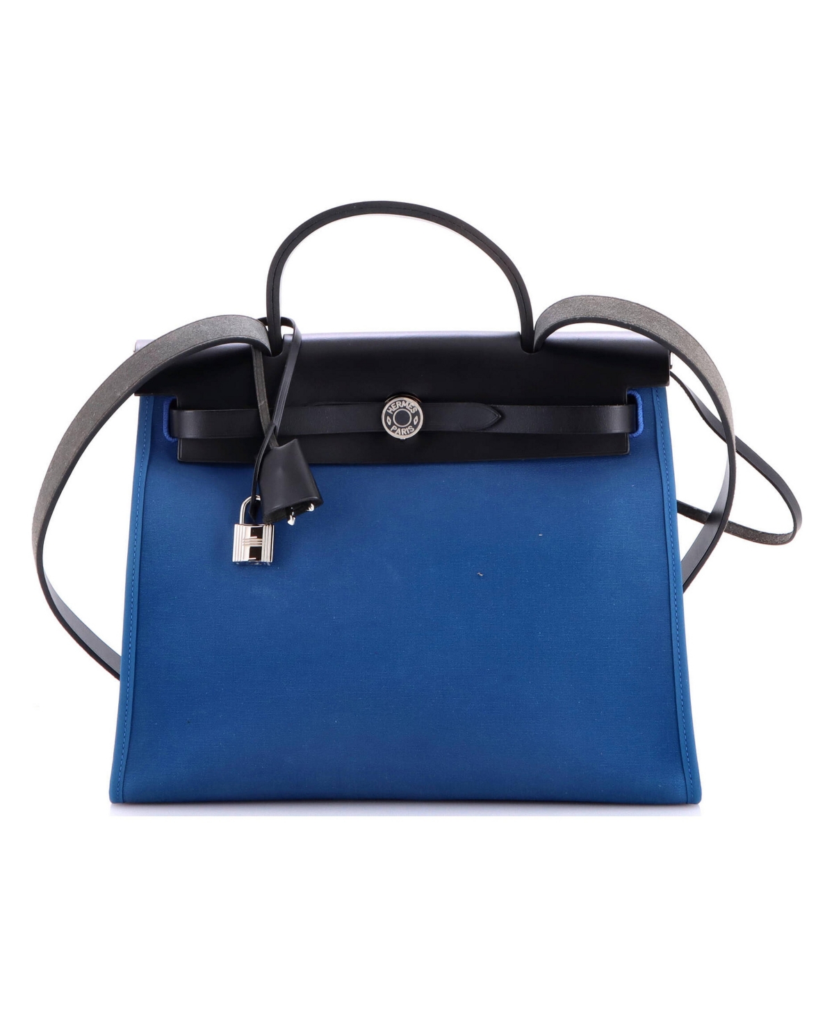 Pre-Owned Hermes 31 Herbag Zip Leather and Toile - Blue