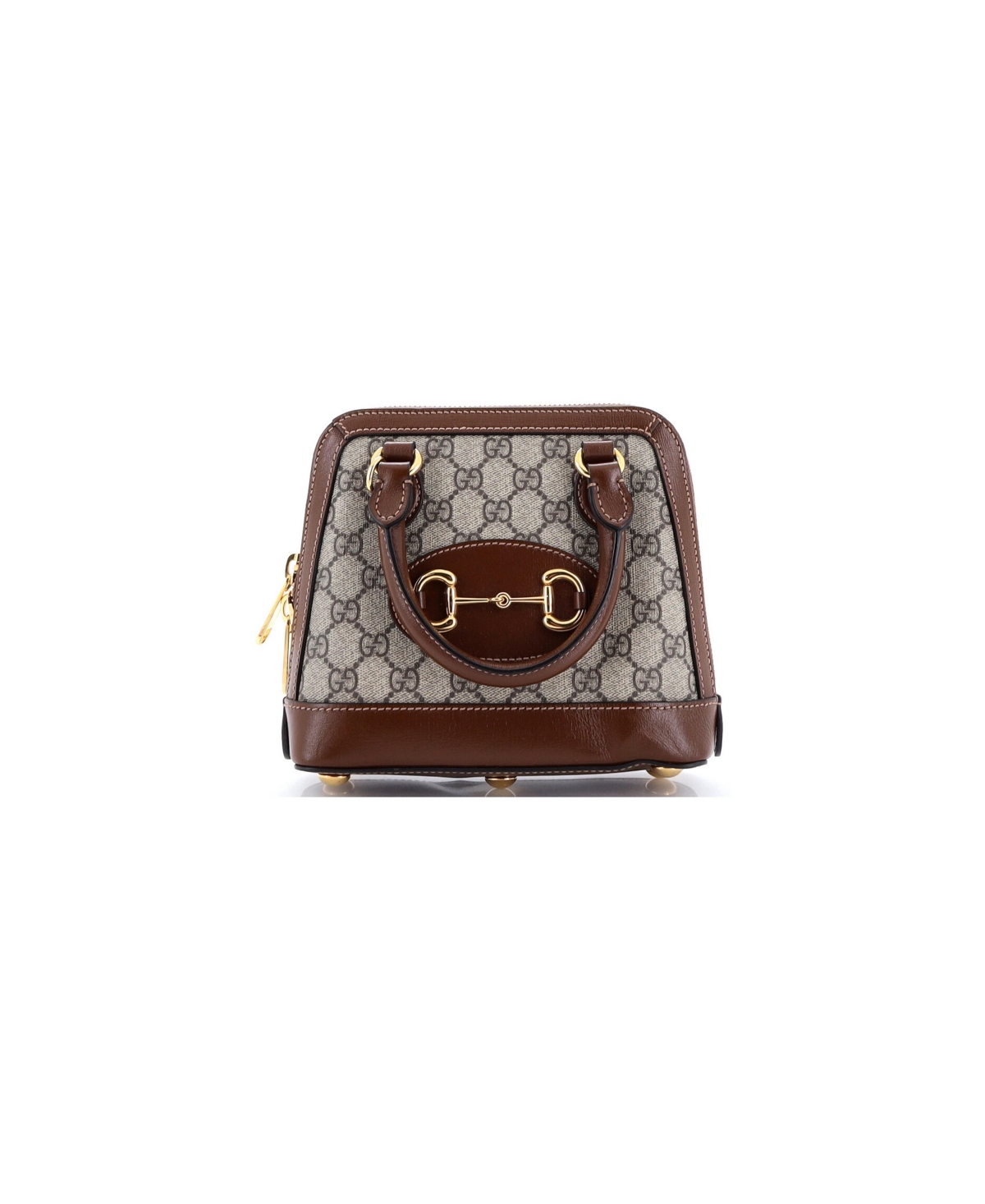 Pre-Owned Gucci Mini Horsebit 1955 Top Handle Bag Gg Coated Canvas with Leather - Brown
