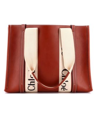 Medium Woody Tote Leather with Canvas