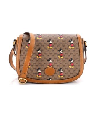 Small Disney Mickey Mouse Flap Shoulder Bag Printed Mini GG Coated Canvas