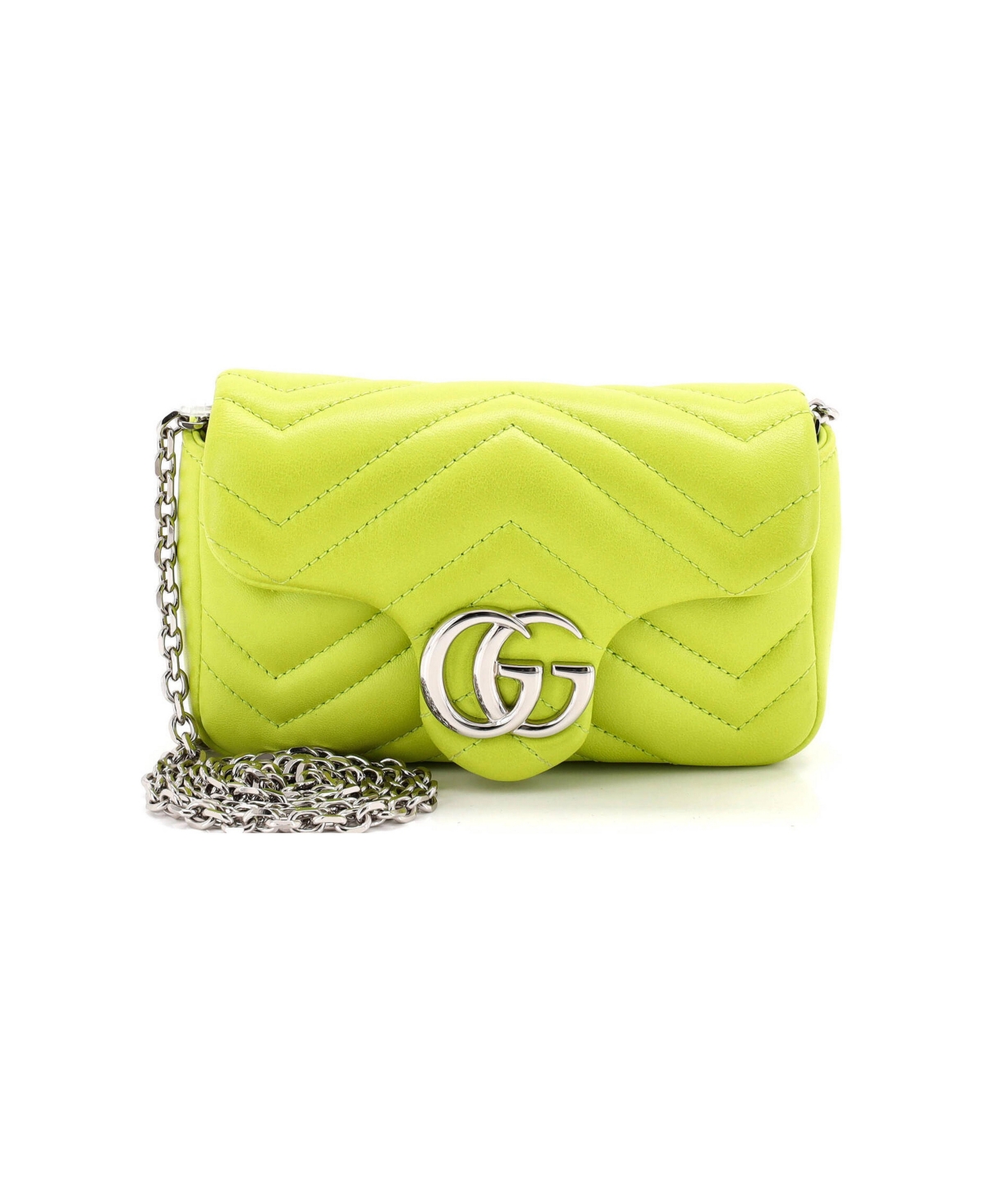 Pre-Owned Gucci Mini Gg Marmont Nm Flap Bag Matelasse Leather - Green