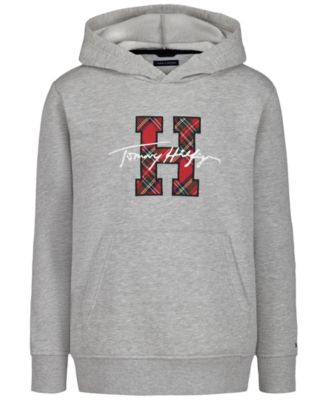 Boys' 8-20 Plaid Kangaroo-Pocket Pullover Hoodie