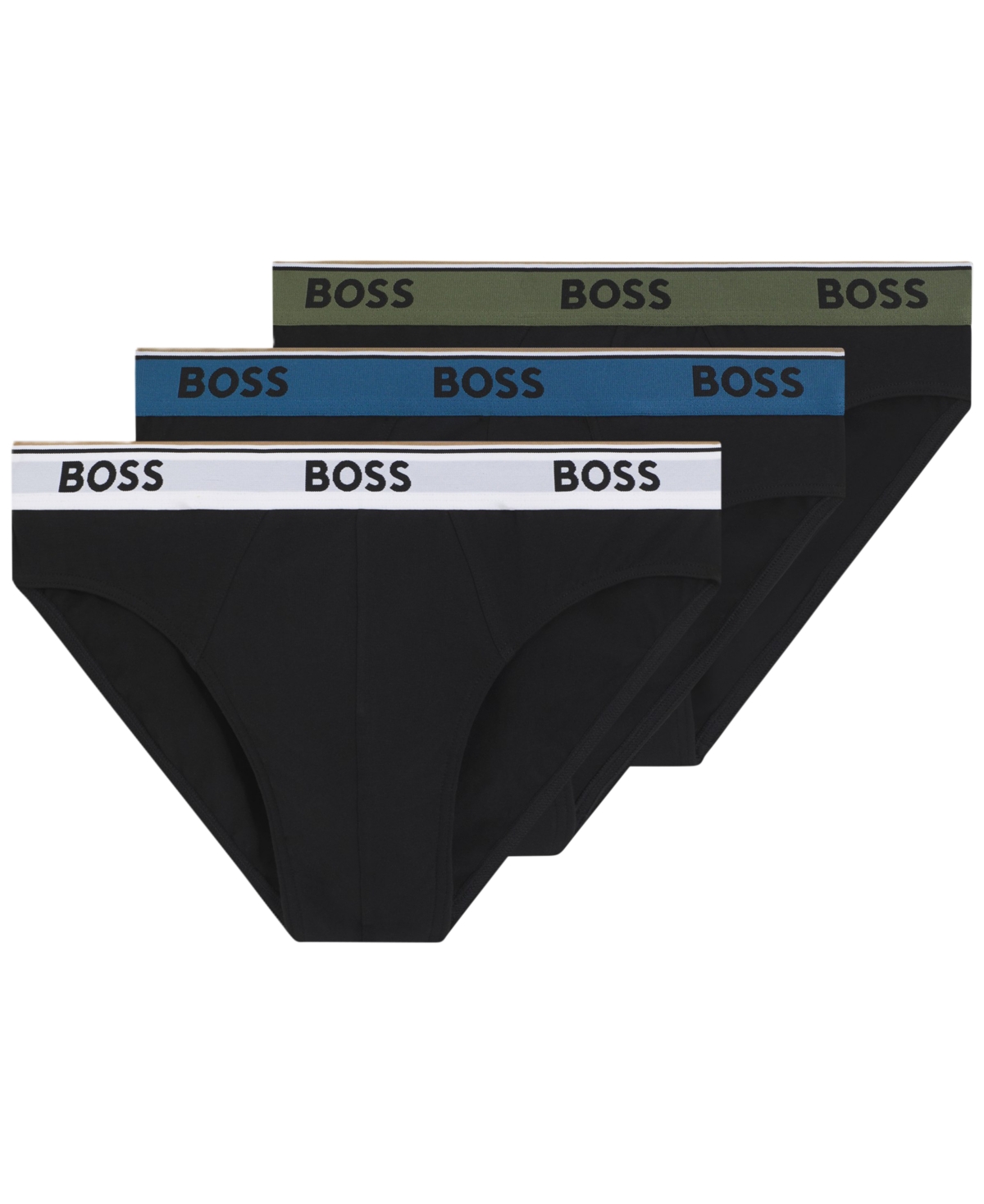 Hugo Boss Men's Power Cotton-Stretch Logo Briefs, 3-Pack - Black