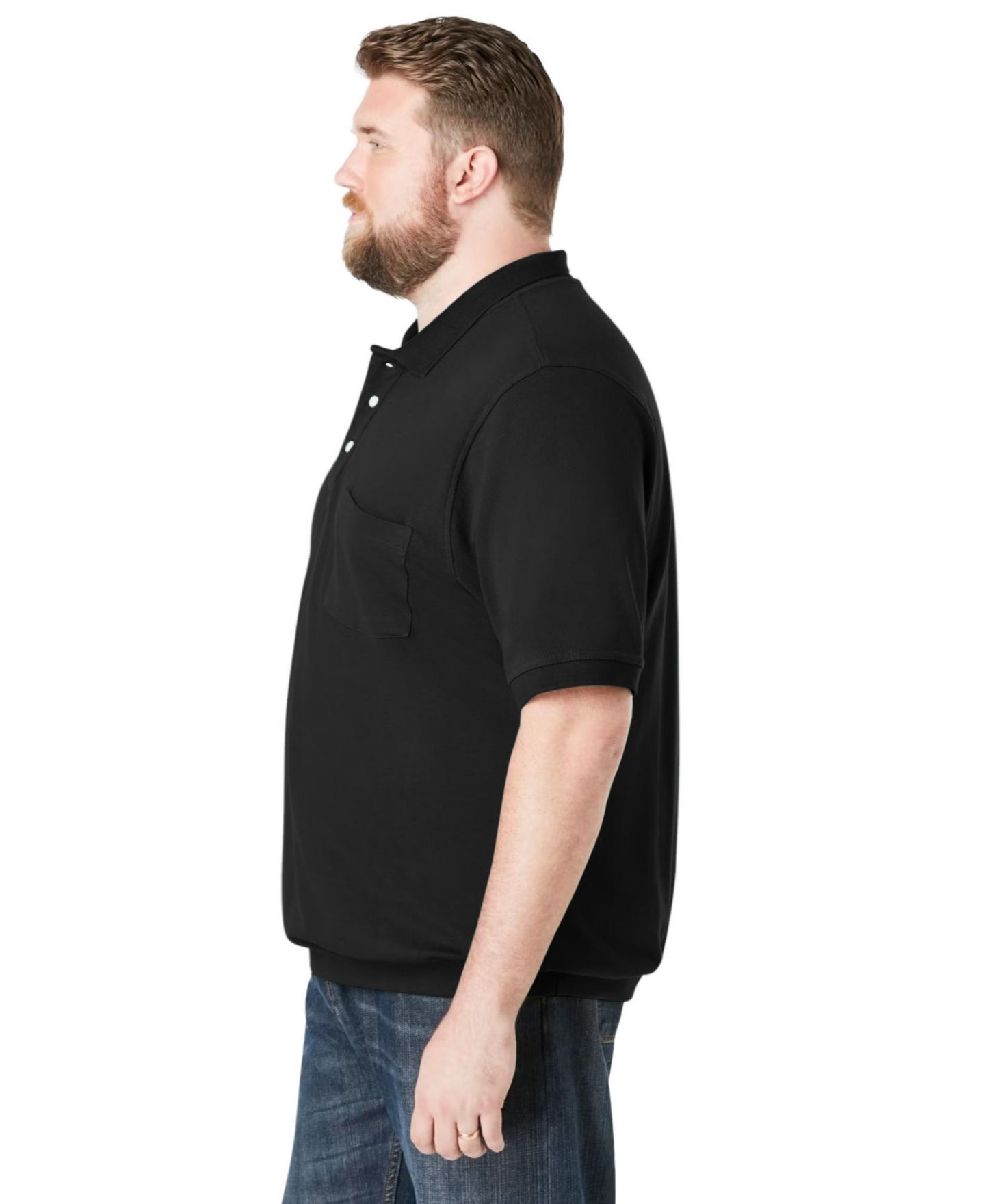 Мужское поло KingSize No Tuck Pocket Shrink-Less Cotton Polo, цвет: Чёрный — фото 4