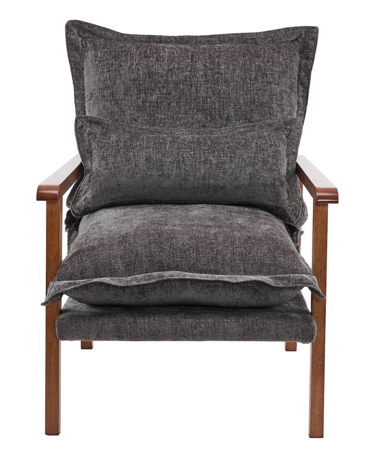 Slickblue Cloud Shaped Lounge Chair with Chenille Upholstery and Wooden Frame - Dark grey