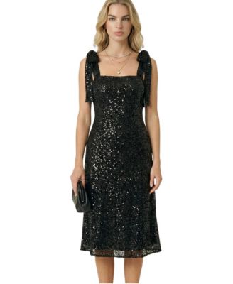 Women's Sequin Square-Neck Midi Dress
