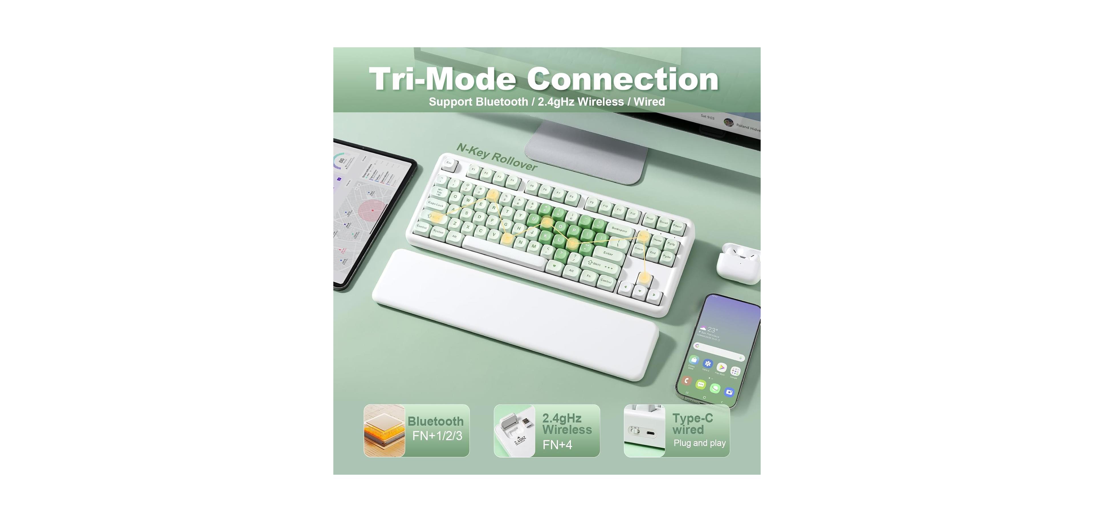 memzuoix B87 Milk V2 Linear Wireless Mechanical Tenkeyless Keyboard [Compatible with 3 or 5 Pin Switches]