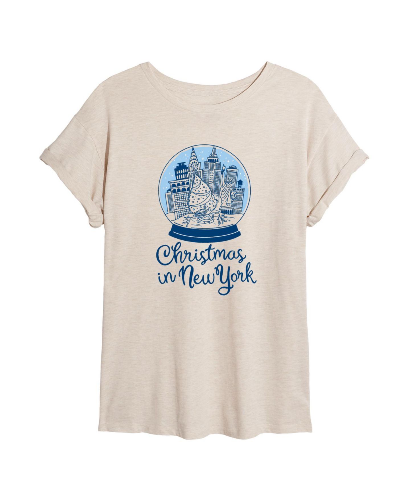 Женская футболка Instant Message Juniors' Christmas in New York Snow Globe Relaxed-Fit Graphic, цвет: Берёзовый — фото 2