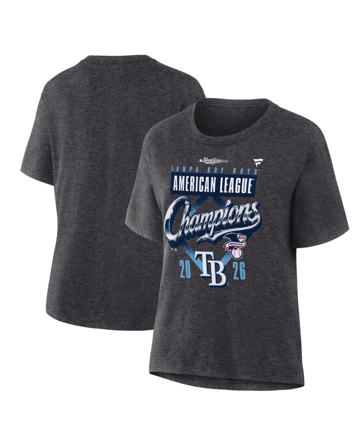 Fanatics Women's Heather Charcoal Tampa Bay Rays 2026 American League Champions Locker Room T-Shirt - Heather Charcoal