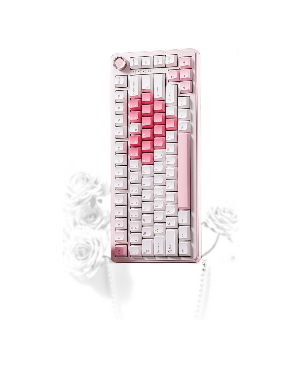 memzuoix B75 Pro Wireless-Mechanical Keyboard for Windows, Mac, Linux, Android, and iOS - White heart