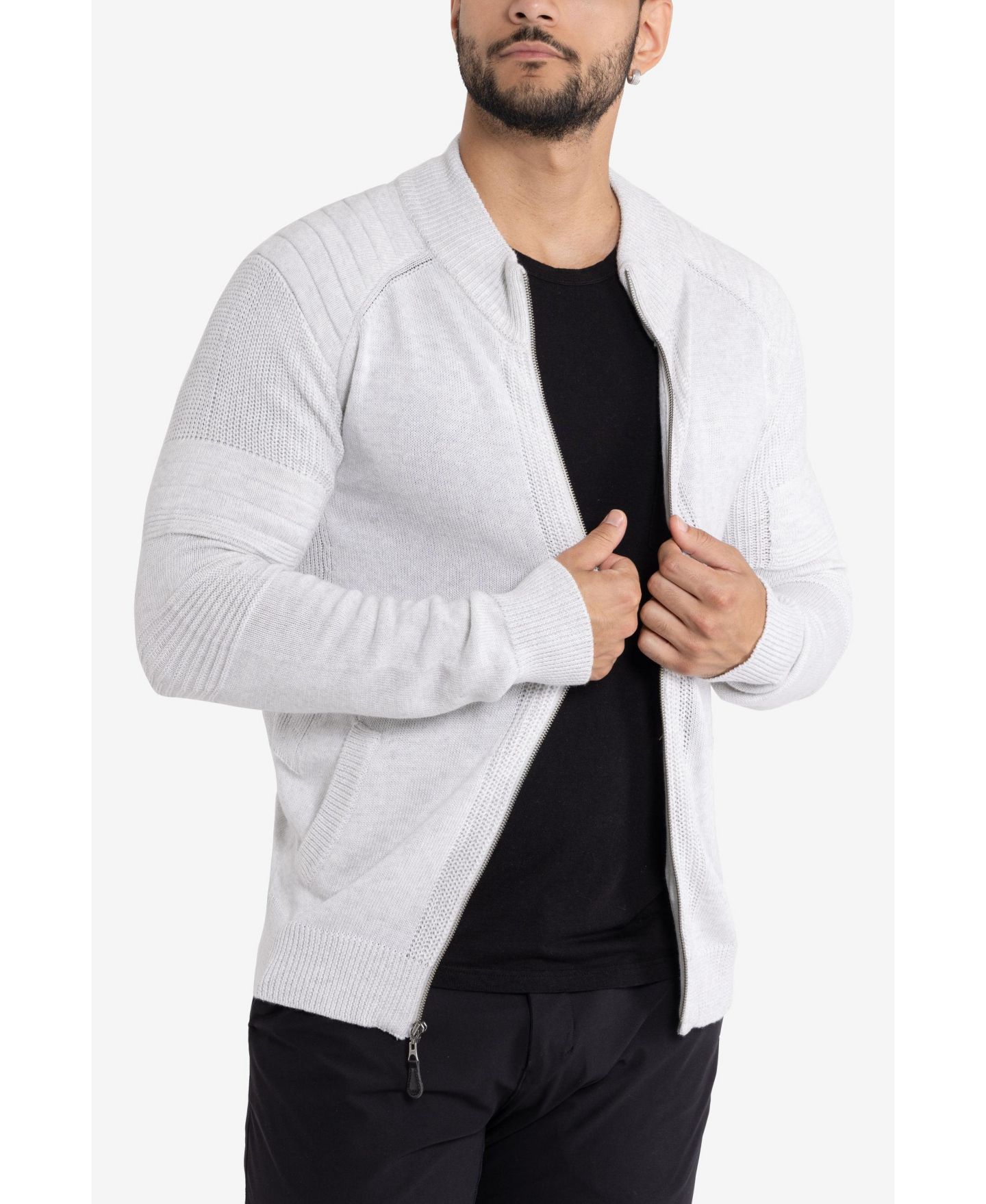 Мужской кардиган XRAY Full-Zip Mock-Neck, цвет: Овсяный — фото 4
