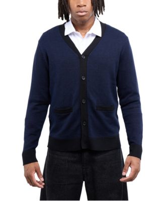 Men's Herringbone Regular-Fit V-Neck Cardigan