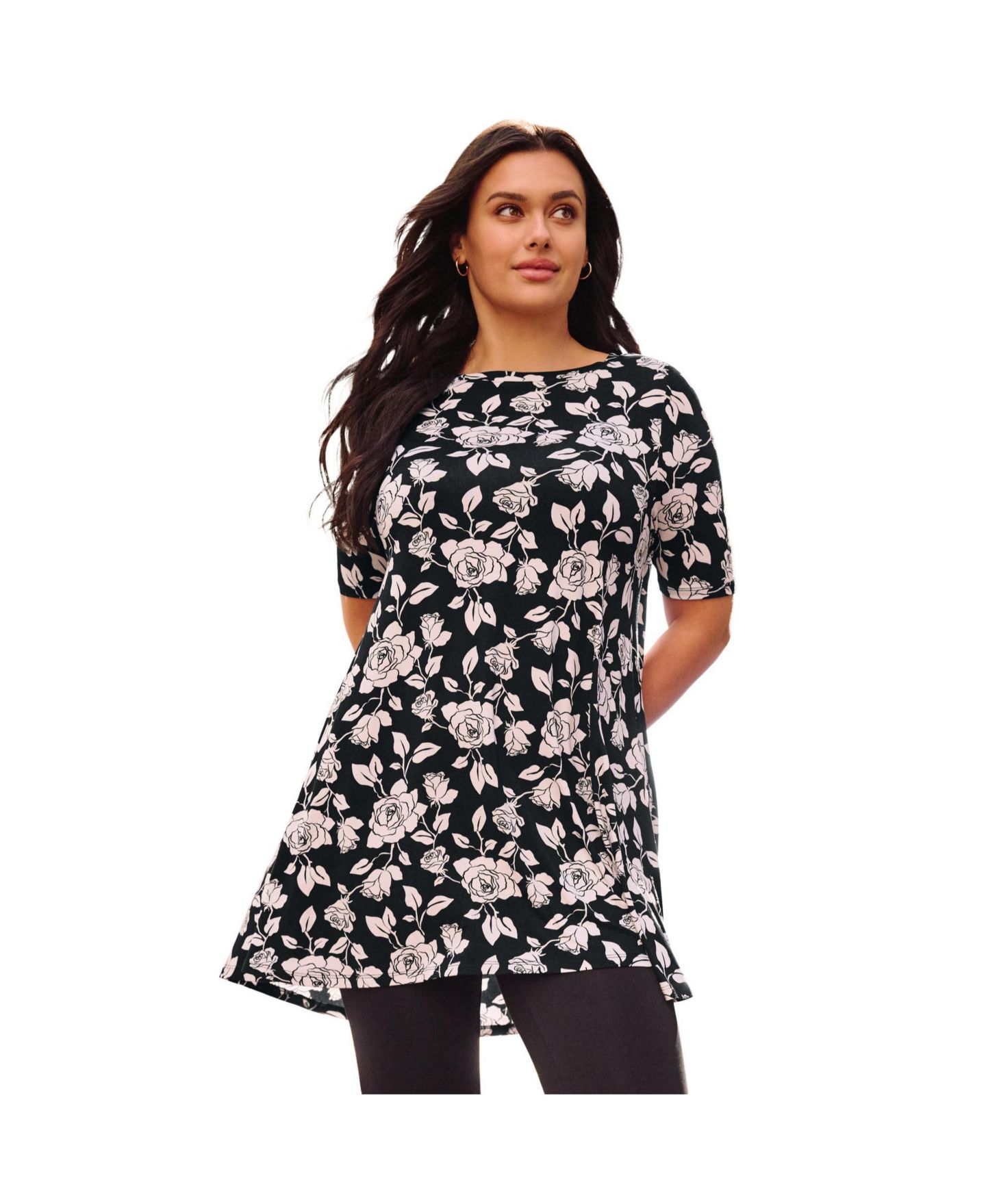 Женский топ Avenue Boatneck Swing Tunic, цвет: Чёрный — фото 1