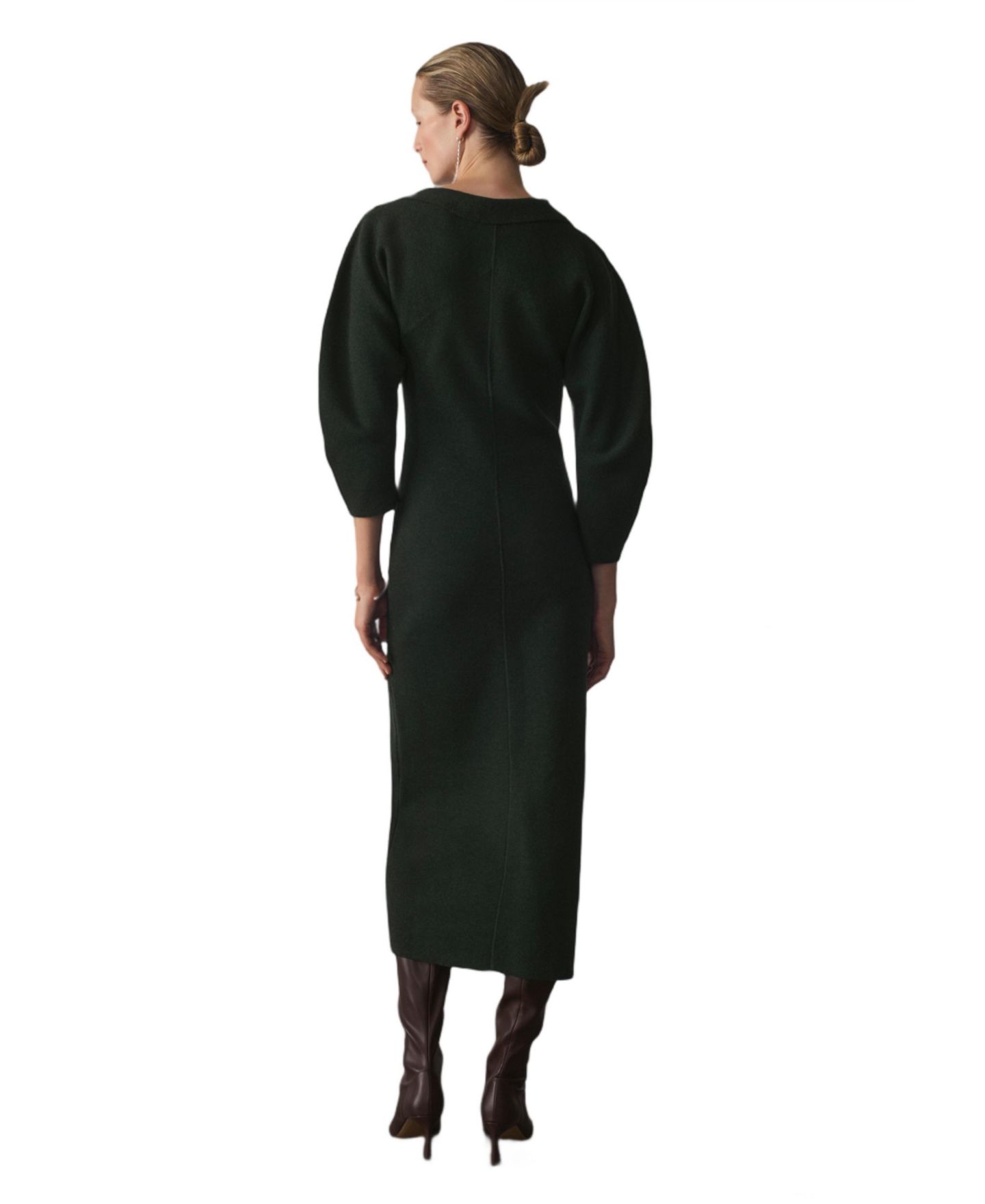 Женское платье The Fold Riesi Boat Neck 3/4-Sleeve Midi, цвет: Зелёный — фото 2