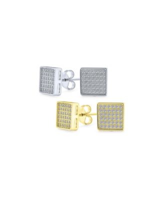 Cubic Zirconia Square Micro-Pave Stud Earrings, 2-Piece Set