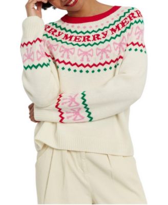 Women's Let's Be Merry Crewneck Wool-Blend Fair Isle Sweater