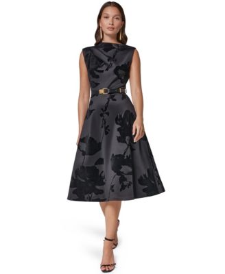 Women's Floral-Print Sleeveless Fit & Flare Dress
