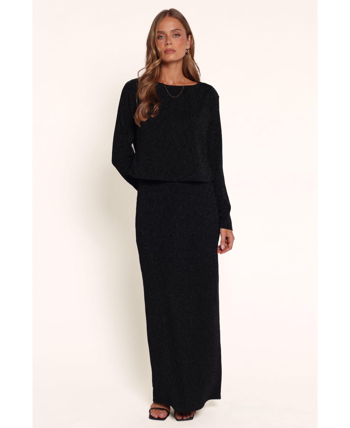 Petal & Pup Women's Orla Boat Neck Long-Sleeve Maxi Top and Skirt, 2-Piece Set - Black