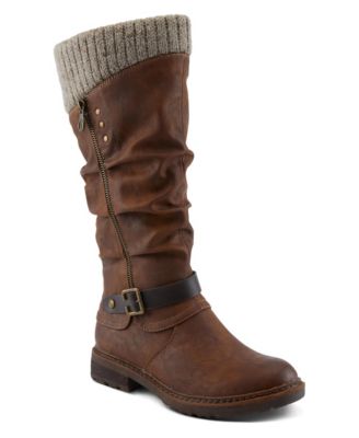 Women's Rowin Sweater-Cuff Round-Toe Mid-Calf Boot