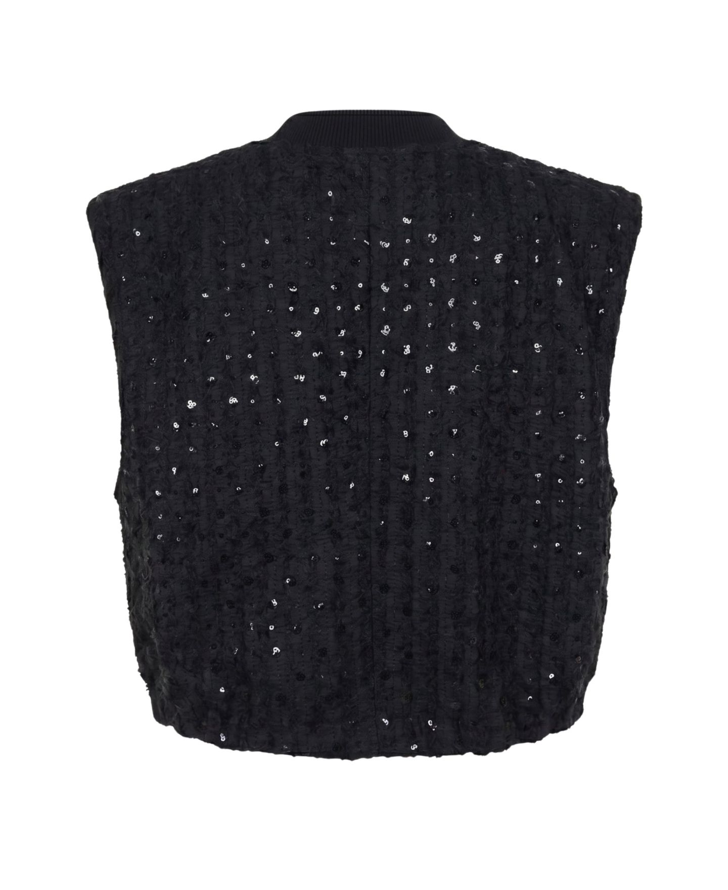 Женский жилет Modenaire Sequin Button-Front Structured, цвет: Чёрный — фото 8