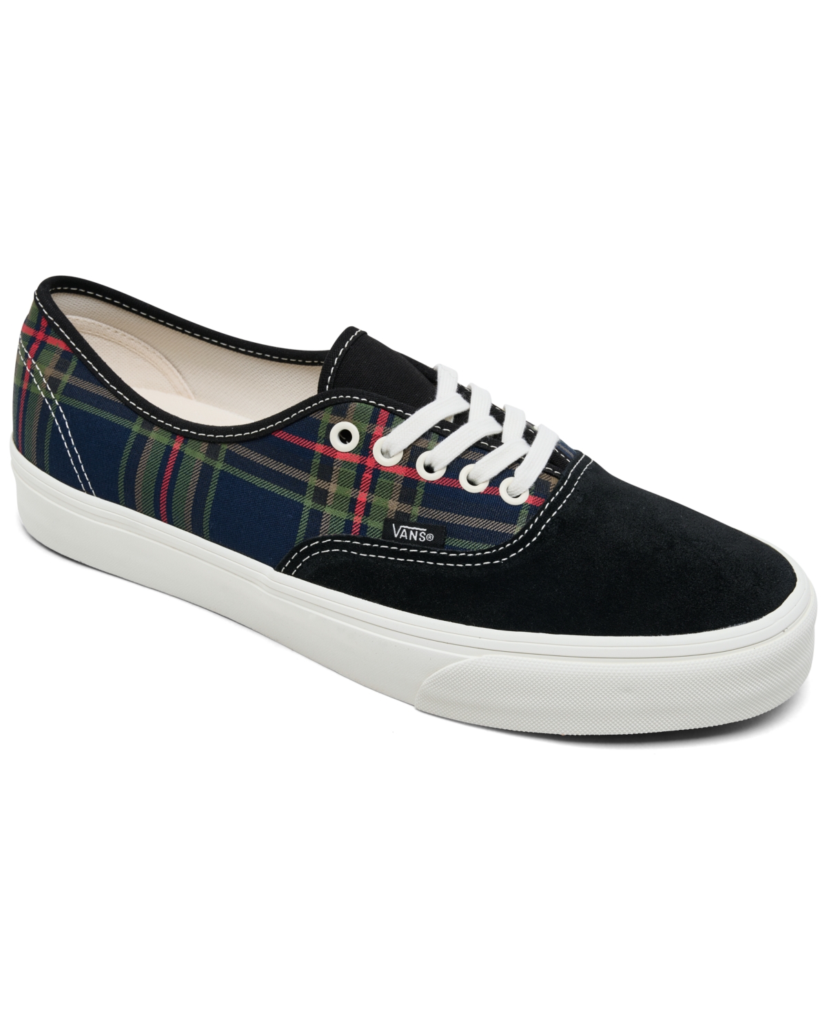 Vans Men's Authentic Casual Sneakers from Finish Line - Black, Plaid Multi